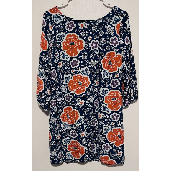Old Navy Dresses & Skirts - Old Navy Floral Dress Women’s Medium Blue Orange Spring Shift 3/4 Sleeve Lined